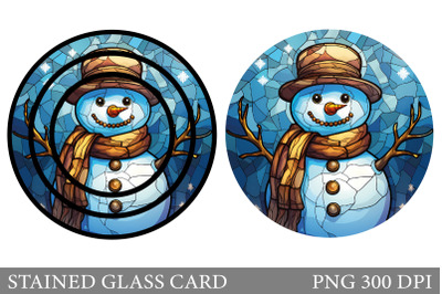 Stained Glass Snowman Round Card Sublimation