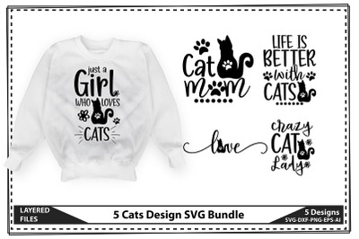 5 Cats Design SVG Bundle