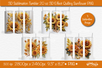 3d Sunflower tumbler wrap Bundle Sunflower 3d sublimation tumbler bund