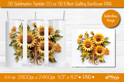 3d Sunflower tumbler Sunflower 3d sublimation tumbler wrap  3d Quillin