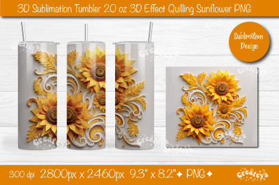 3d Sunflower tumbler Sunflower 3d sublimation tumbler wrap  3d Quillin