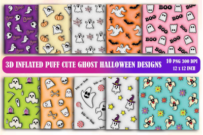 3D Inflated Puff Cute Ghost Halloween Design