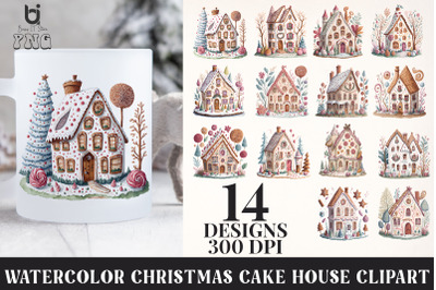 Christmas cake house Clipart, Mug Sublimation Design,