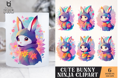 Cute Bunny Ninja Clipart, Bunny mu sublimation Png Design