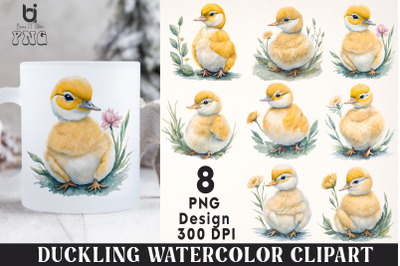 Duckling Watercolor Clipart, Duckling Mug Sublimation Png