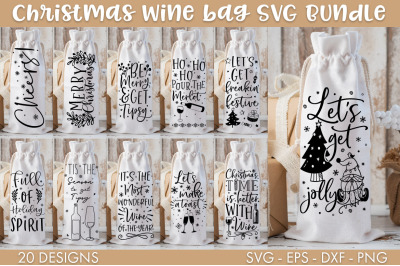 Christmas Wine Bag SVG PNG Bundle Cut file