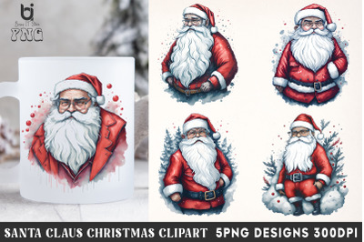 Watercolor Santa Claus Christmas, Santa Mug Subliamtion PNG