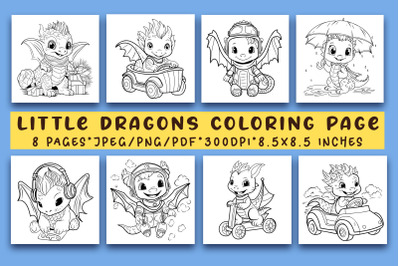 8 Cute Dragons Coloring Pages for Kids