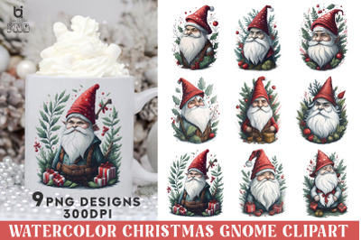 Watercolor Christmas Gnome Clipart, Gnomes Mug Sublimation