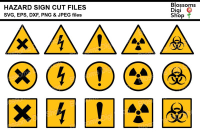 Hazard Signs SVG, DXF, EPS, JPEG and PNG cut files