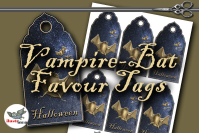 Vampire-Bat Halloween Tags