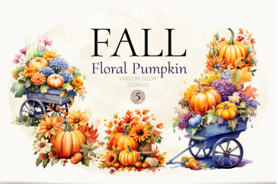 Fall Floral Pumpkin Clipart