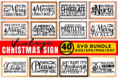 Vintage  Christmas Sign SVG Bundle