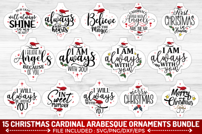 Christmas Cardinal ArabesqueOrnaments SVG Bundle