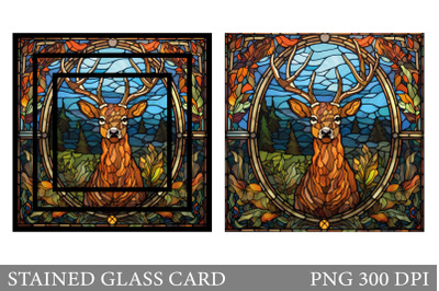 Stained Glass Deer Card. Deer Stained Glass Card Sublimation