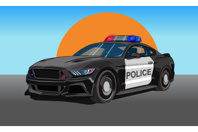 Mustang Police Car Vector Illustration