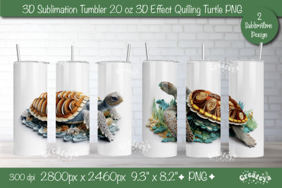 3d Turtle tumbler Bundle Sea Turtle sublimation tumbler 3d Quilling tu