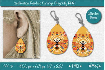 Earrings Sublimation Teardrop Earring Dragonfly sublimation Floral Cou