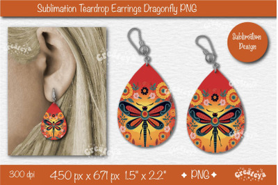 Earrings Sublimation Teardrop Earring Dragonfly sublimation Floral Cou