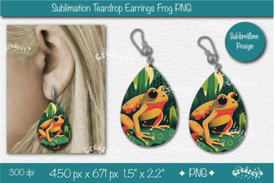 Frog Earrings Sublimation Teardrop Earring Sublimation Green color