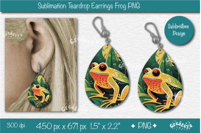 Frog Earrings Sublimation Teardrop Earring Sublimation Green color