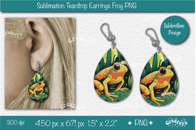 Frog Earrings Sublimation Teardrop Earring Sublimation Green color