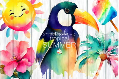 Tropical Summer - Watercolor Clipart Illustrations