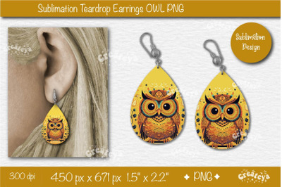 3D Earrings Sublimation Teardrop earring 3D Owl Country Style