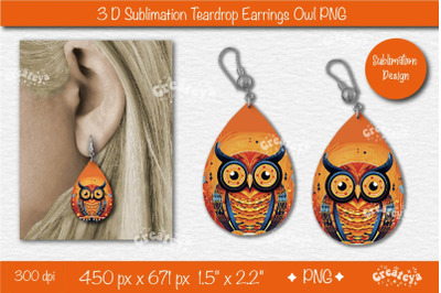 3D Earrings Sublimation Teardrop earring 3D Owl Country Style