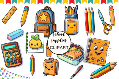 School Supplies Clipart ,Back to School Classroom Decor