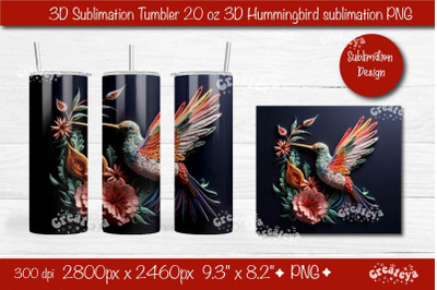 3d Quilling tumbler 3D Hummingbird 3D Flower Tumbler 20 Oz sublimation