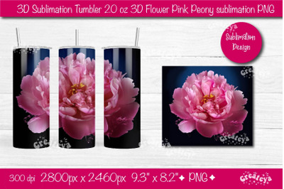 3D Flower tumbler 3D Pink Peony 3D sublimation tumbler wrap&2C; 20 Oz sub