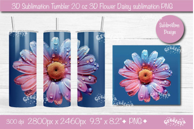 3D Flower tumbler 3D Daisy 3D sublimation tumbler wrap&2C; 20 Oz sublimat