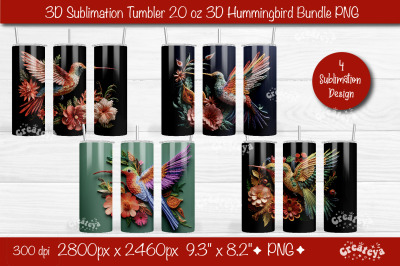 3d Hummingbird tumbler Bundle 3D Quilling 3D Flower Tumbler 20 Oz subl