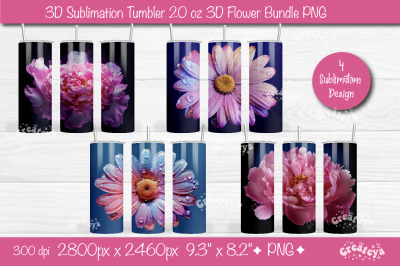 3D Flower tumbler Bundle 3D sublimation tumbler wrap&2C; 20 Oz sublimatio