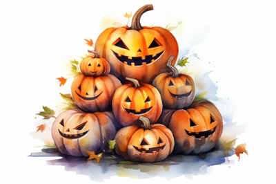 Watercolor Halloween Pumpkins