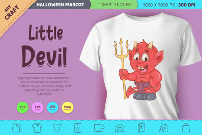 Cute Little devil. Halloween mascot.