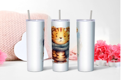 Watercolor Cute tiger Tumbler Wrap 20 oz