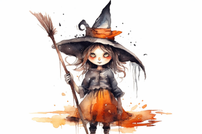 Watercolor Halloween Witch