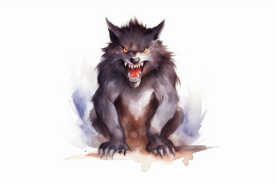 Watercolor Halloween Werewolf