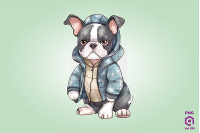 Cozy Boston Terrier Dog Clipart