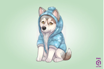 Cozy Siberian Husky Dog Clipart