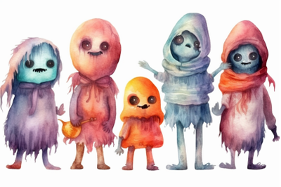 Watercolor Halloween Ghouls
