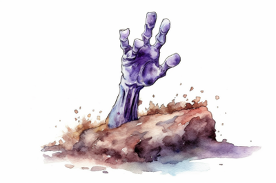 Watercolor Halloween Zombie Hand