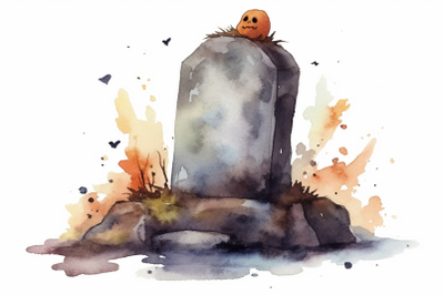 Watercolor Halloween Tombstone