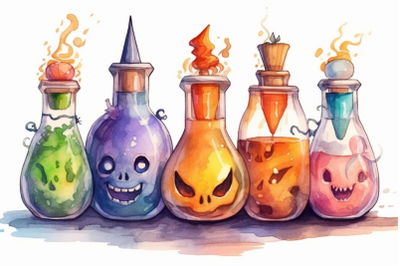 Watercolor Halloween Potions