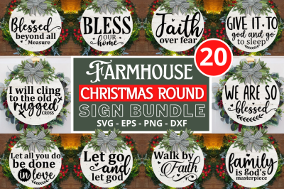 Farmhouse Christmas Round Sign Bundle