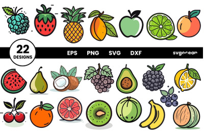 Exotic Fruits Svg Bundle | Illustration | Cut Files