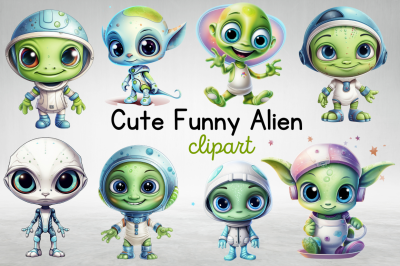 Cute Funny Alien Sublimation Clipart