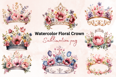 Floral Crown Watercolor Clipart